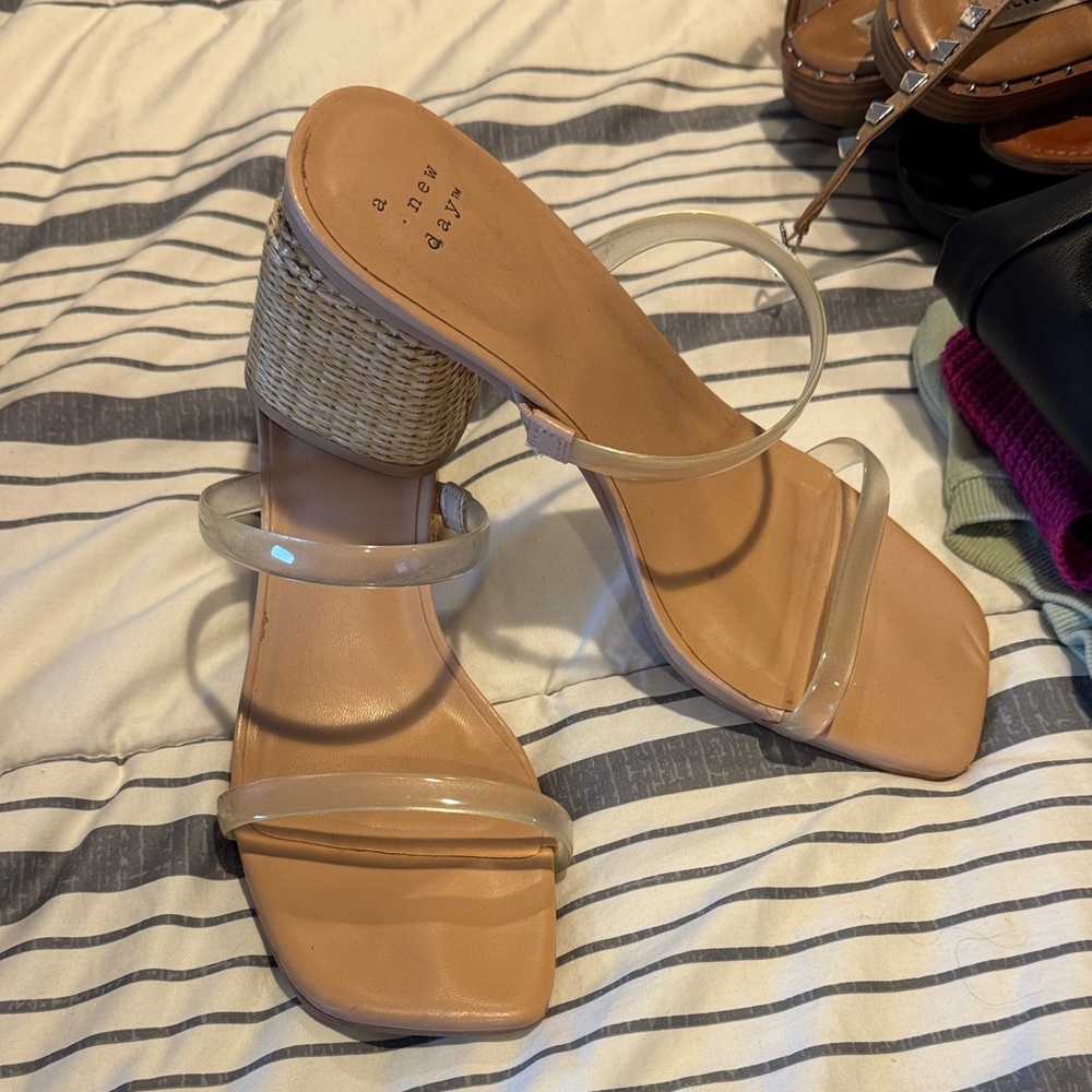A New Day Women's Beige Heeled Sandals